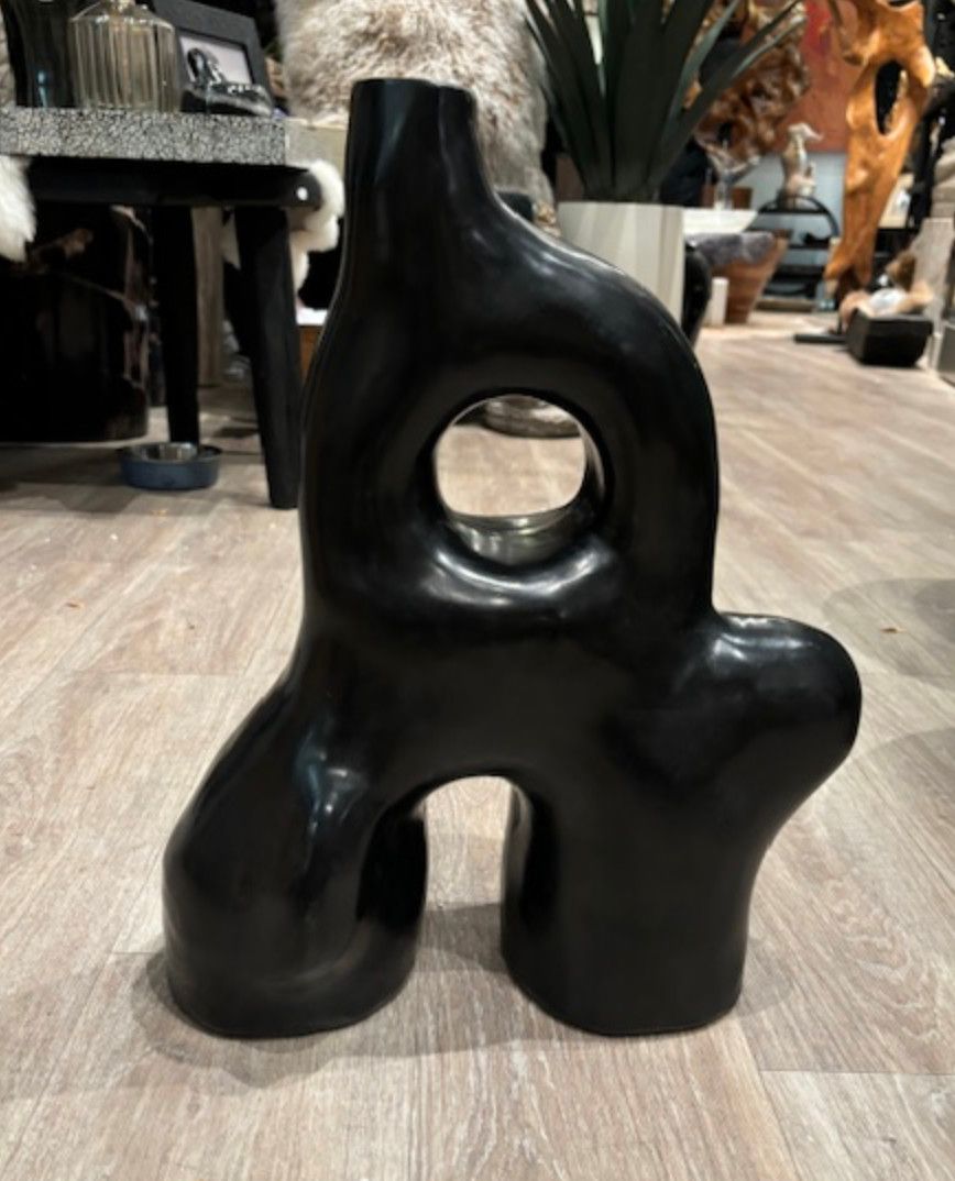 Black Ceramic Vase, organic shape