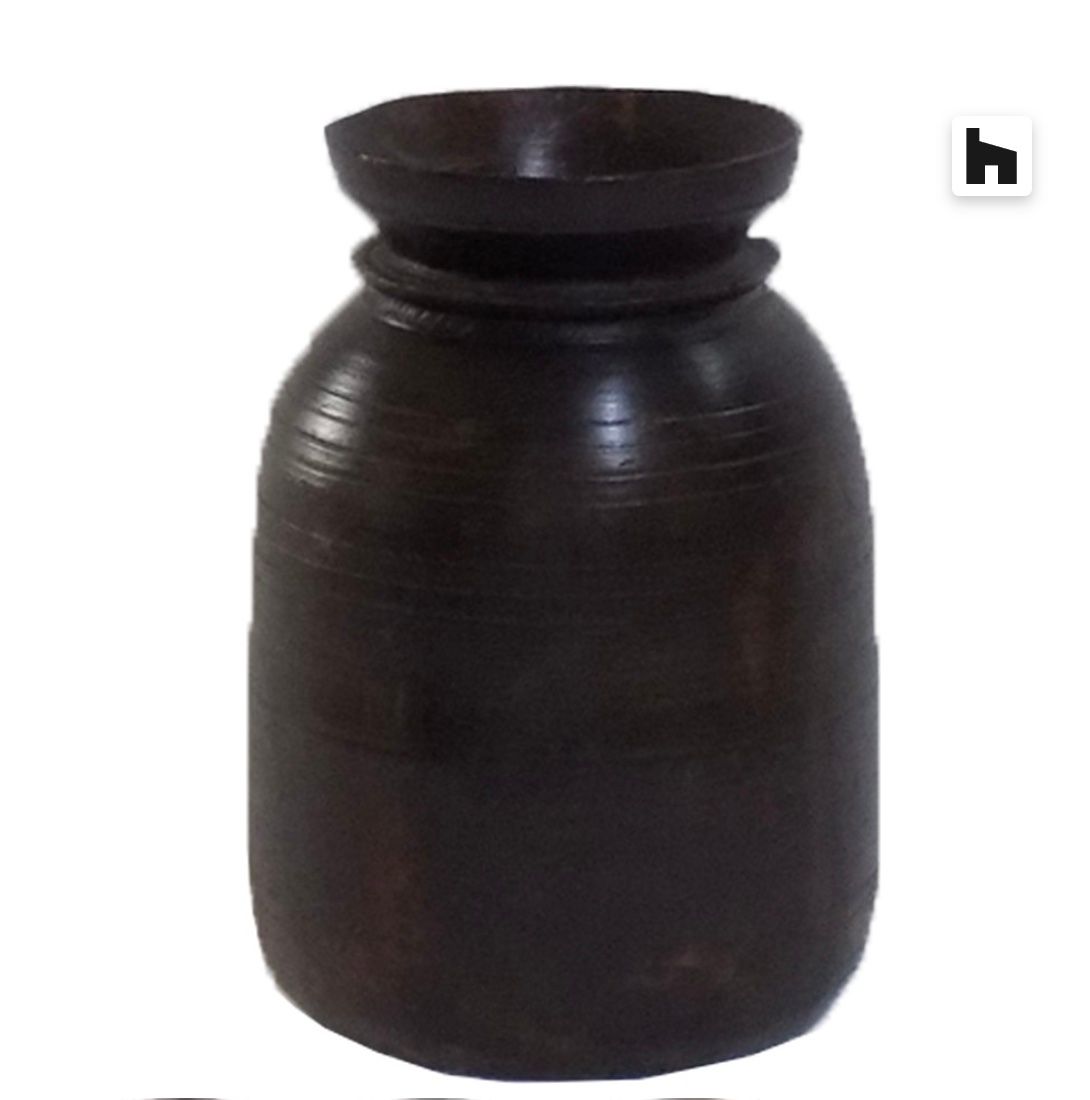 Pot With Neck Brown Teak Gujarat Oil Pot