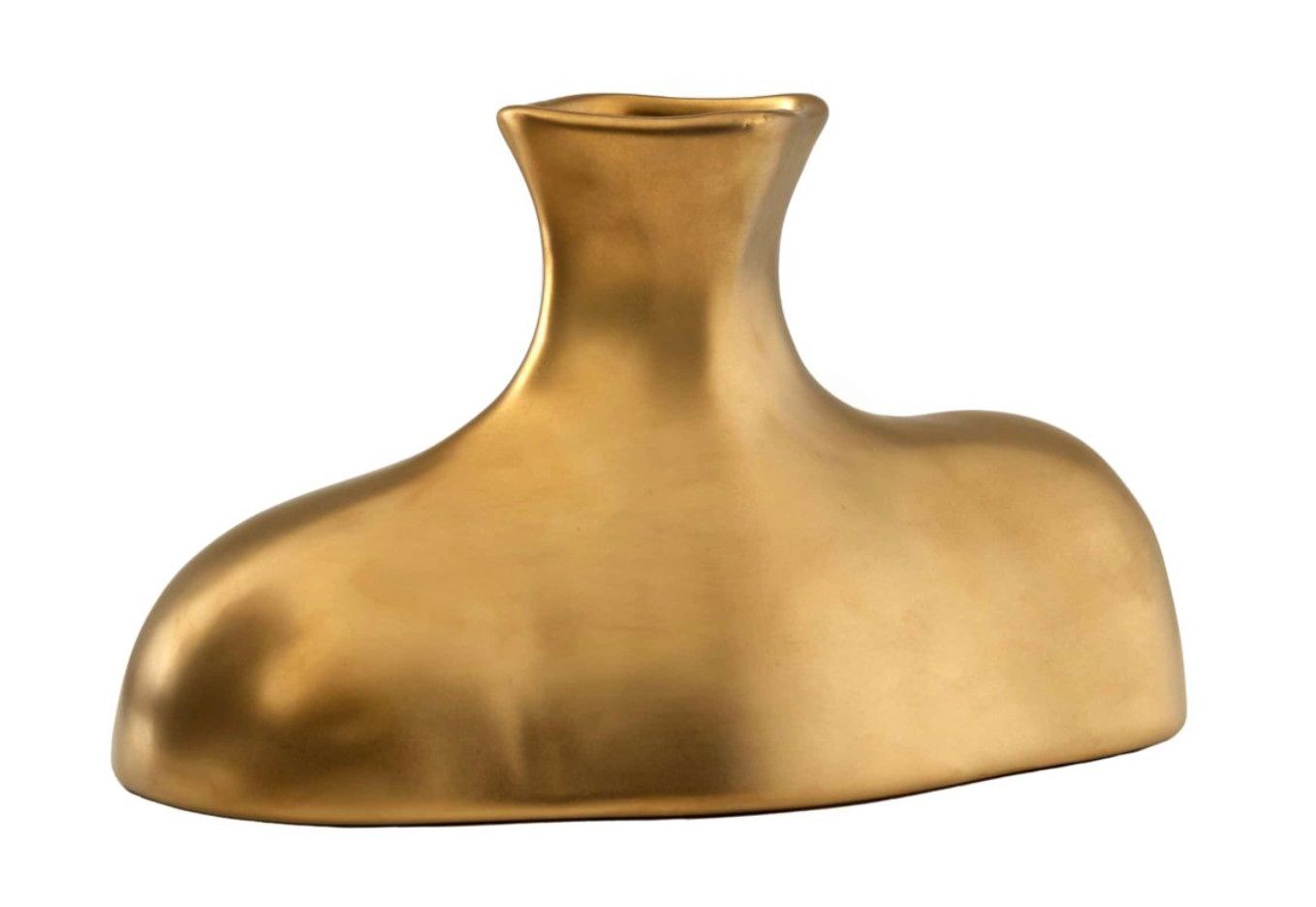 Decolletage Vase, Gold Ceramic. 11&quot;W x 6.5&quot; H