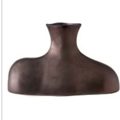 Decolletage Vase,  Matte Gunmetal Ceramic, 11&quot; x 6.5&quot;