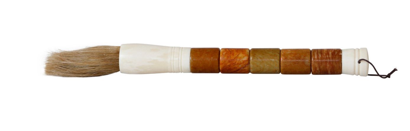 Calligraphy Brush, Tan Cylindrical Jade, 13&quot;