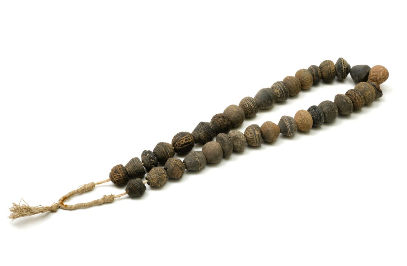 Vintage African Colored Clay Beads, 16&quot;