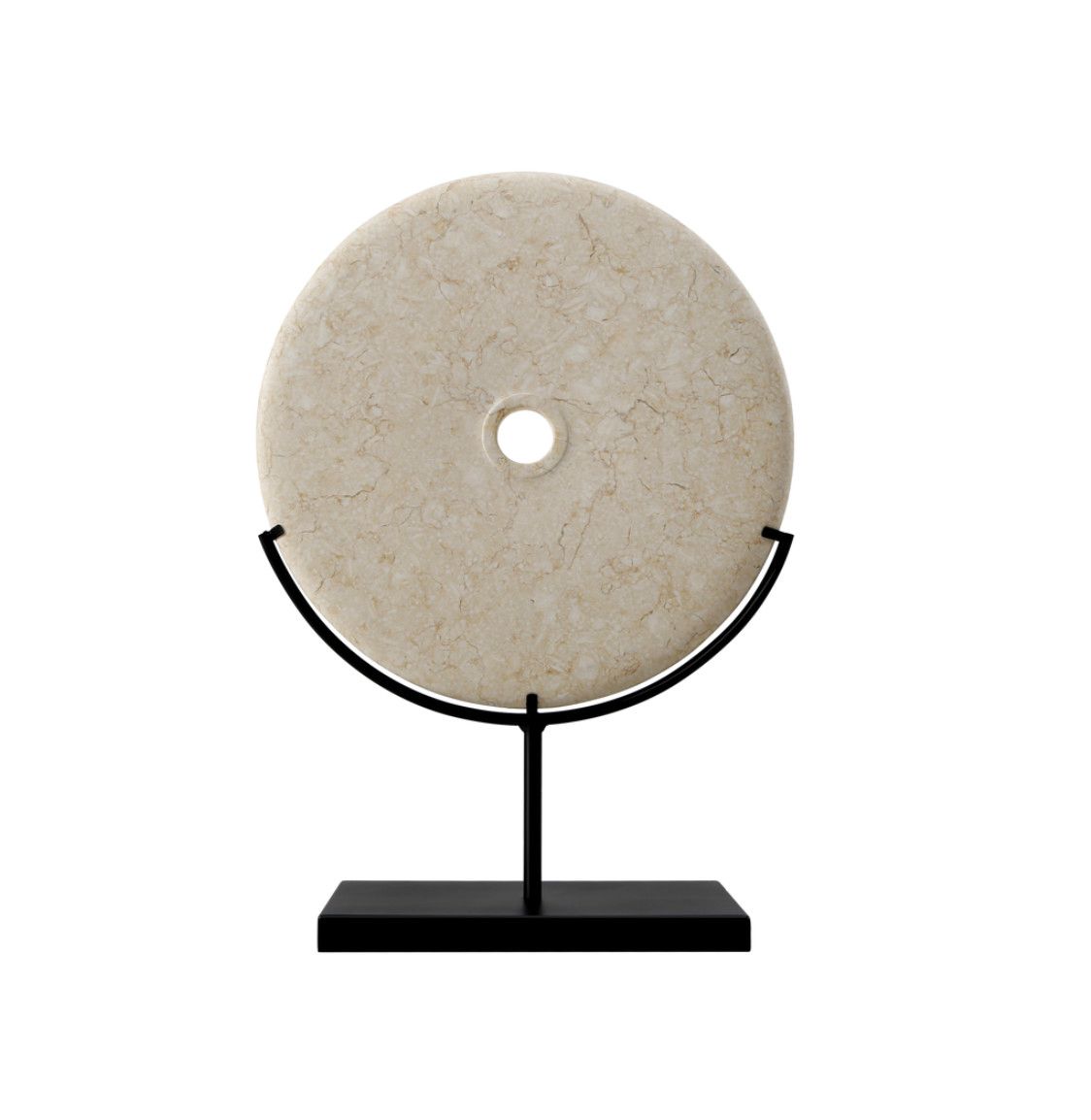 Marble Disk Statue with Base, Tan, 16&quot;H