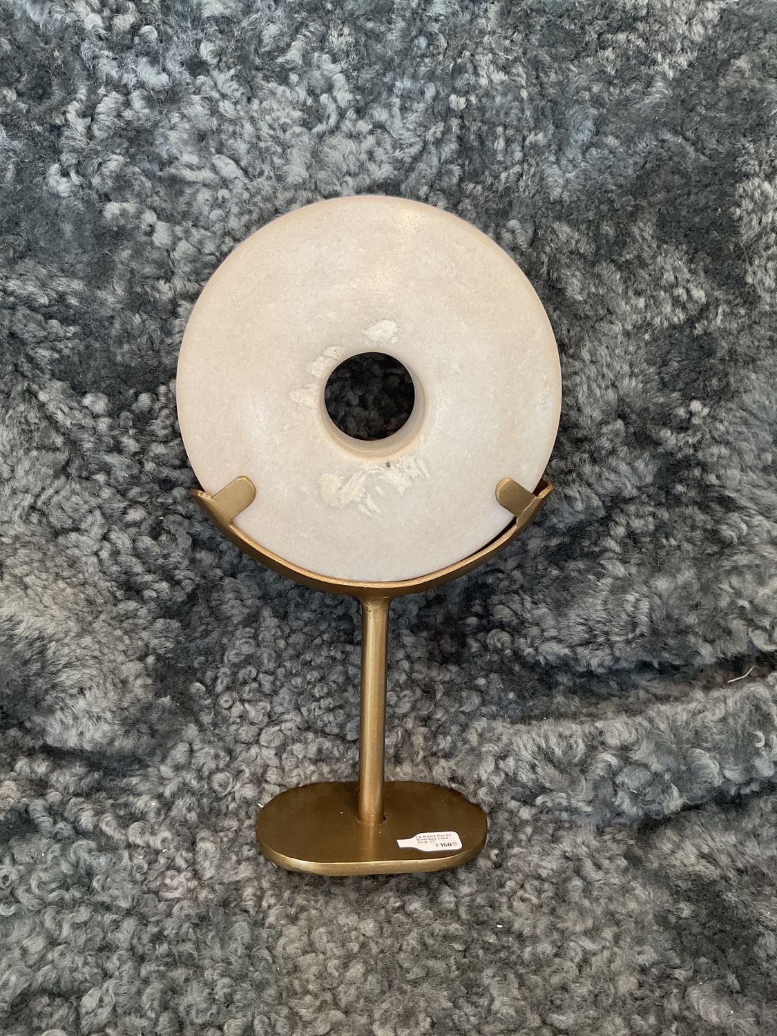 Thick Marble Disc On Satin Brass Stand, Small 11&quot;