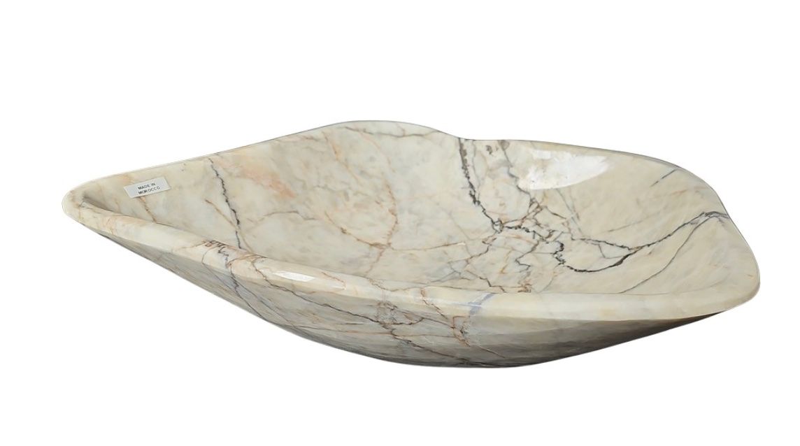 Handcrafted Marble Bowl from the heart of the Atlas Mountains 16 x 12&quot;