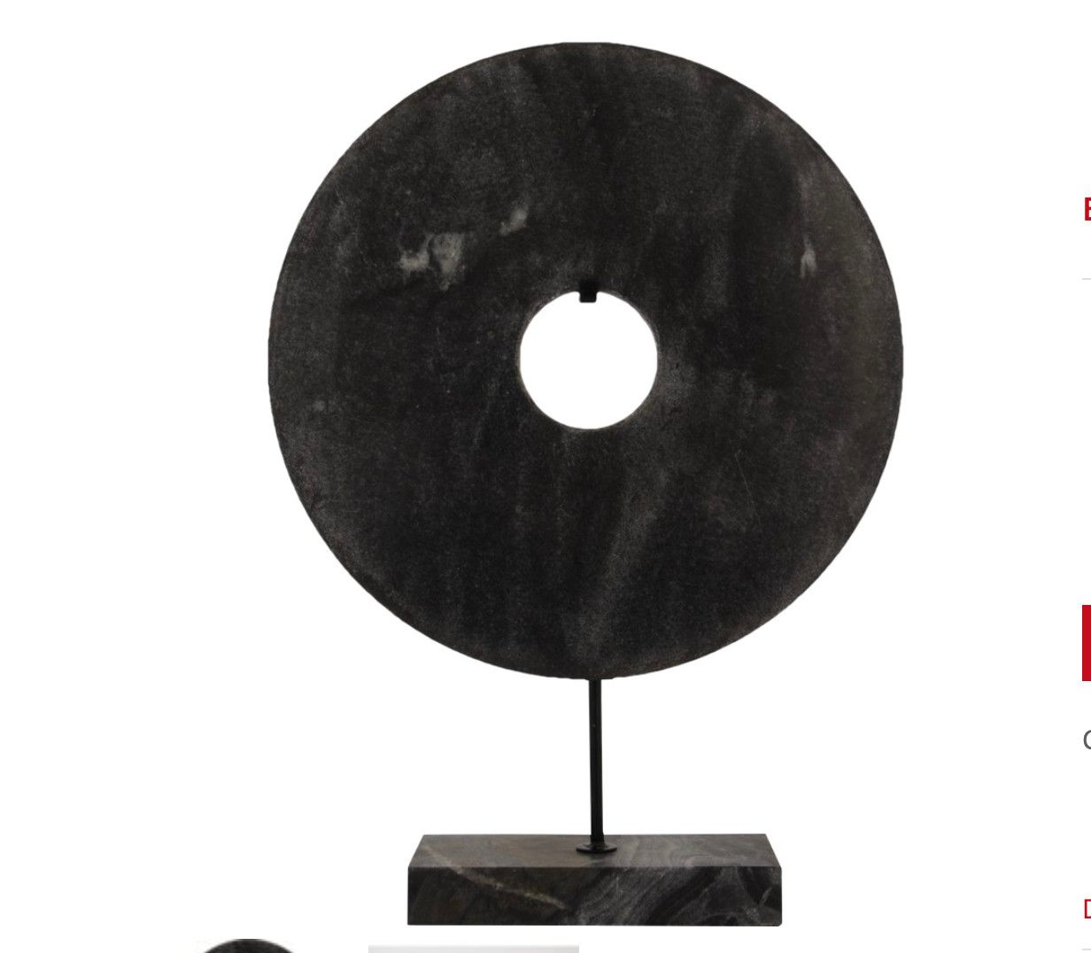 Black Marble Flat Disc On Stand 20&quot; x 16&quot;