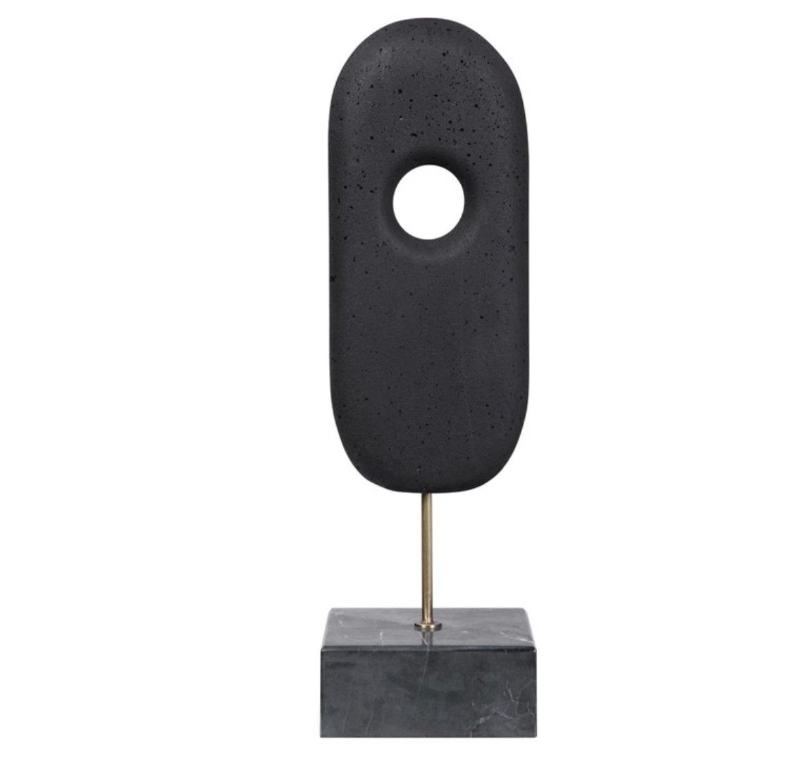 Monolithium Sculpture  Black Stone with Honed black Marble Base