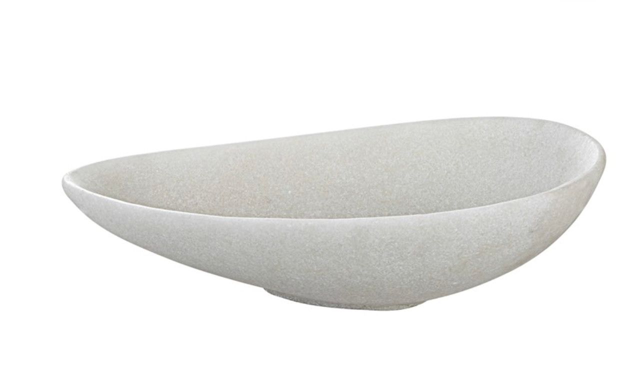 Bowl Organic Shape Ivory Stone 17&quot; x 11&quot;