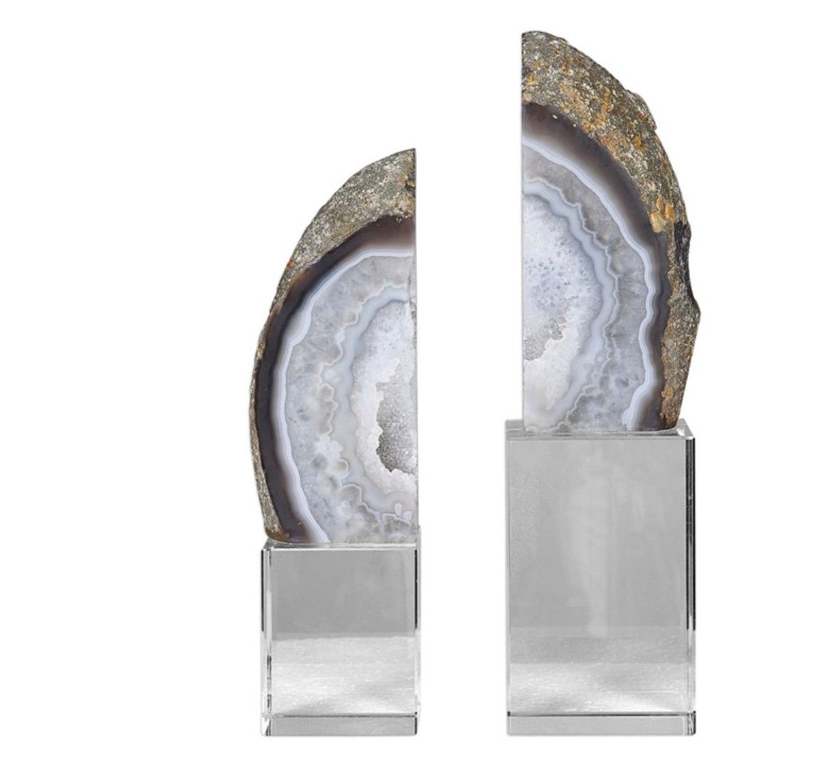 SOLD Bookends Set of 2 Polished Marble With Raw Edges Crystal base