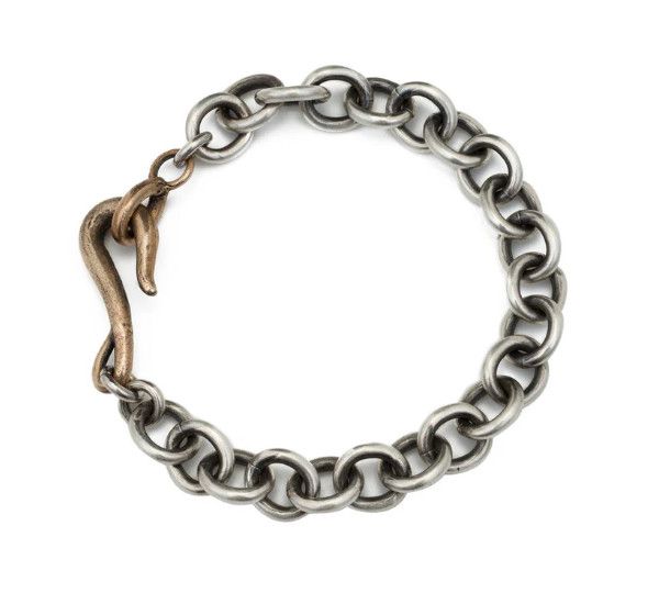 Bracelet Sterling Silver Link Bracelet with Bronze Hook