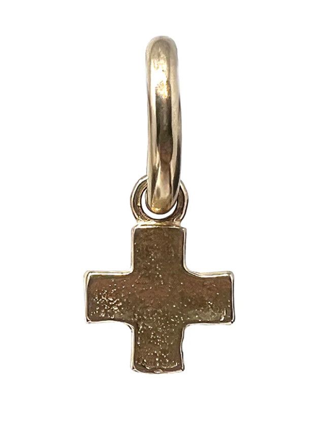 Pendant - Solid Bronze Square Cross Pendant, Lg Loop