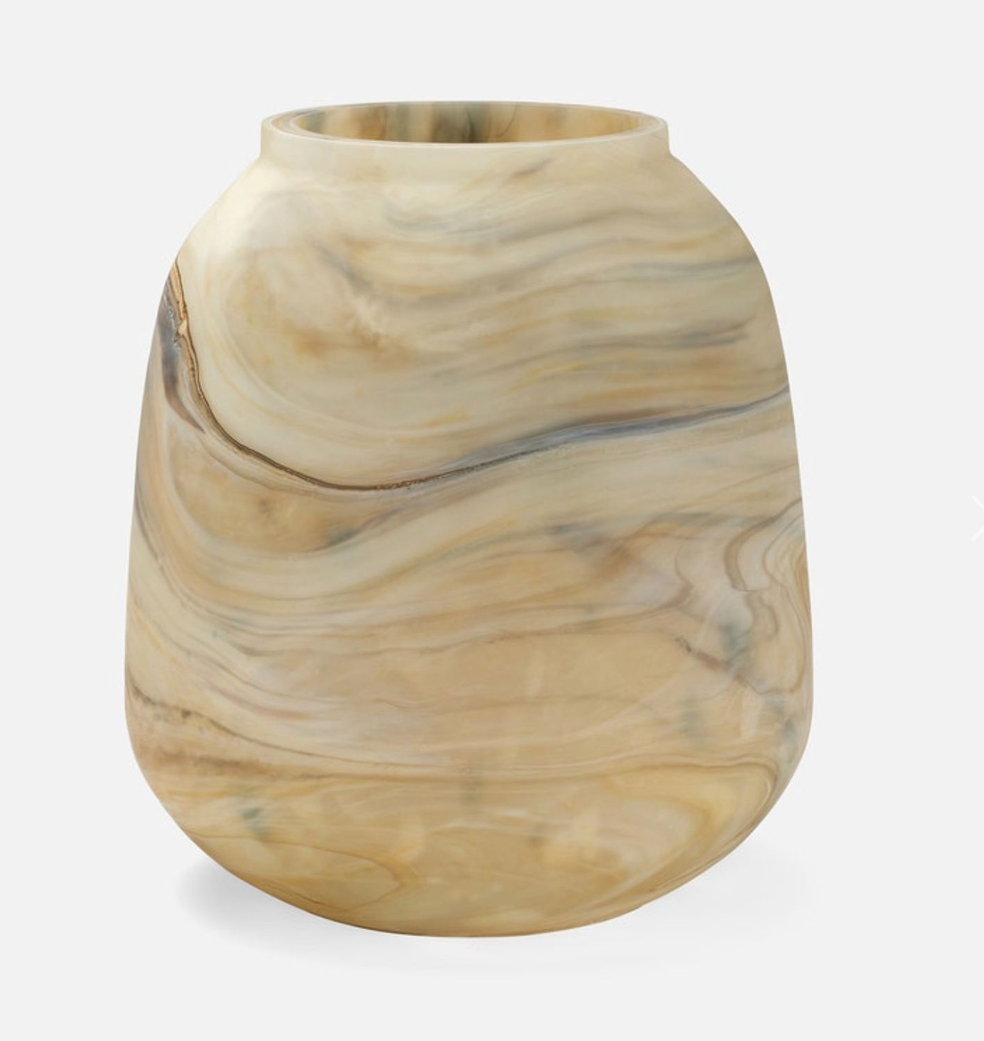 Alabaster Hand Blown Glass Vase, Lg, 9.5&quot; H x 8.5&quot; D
