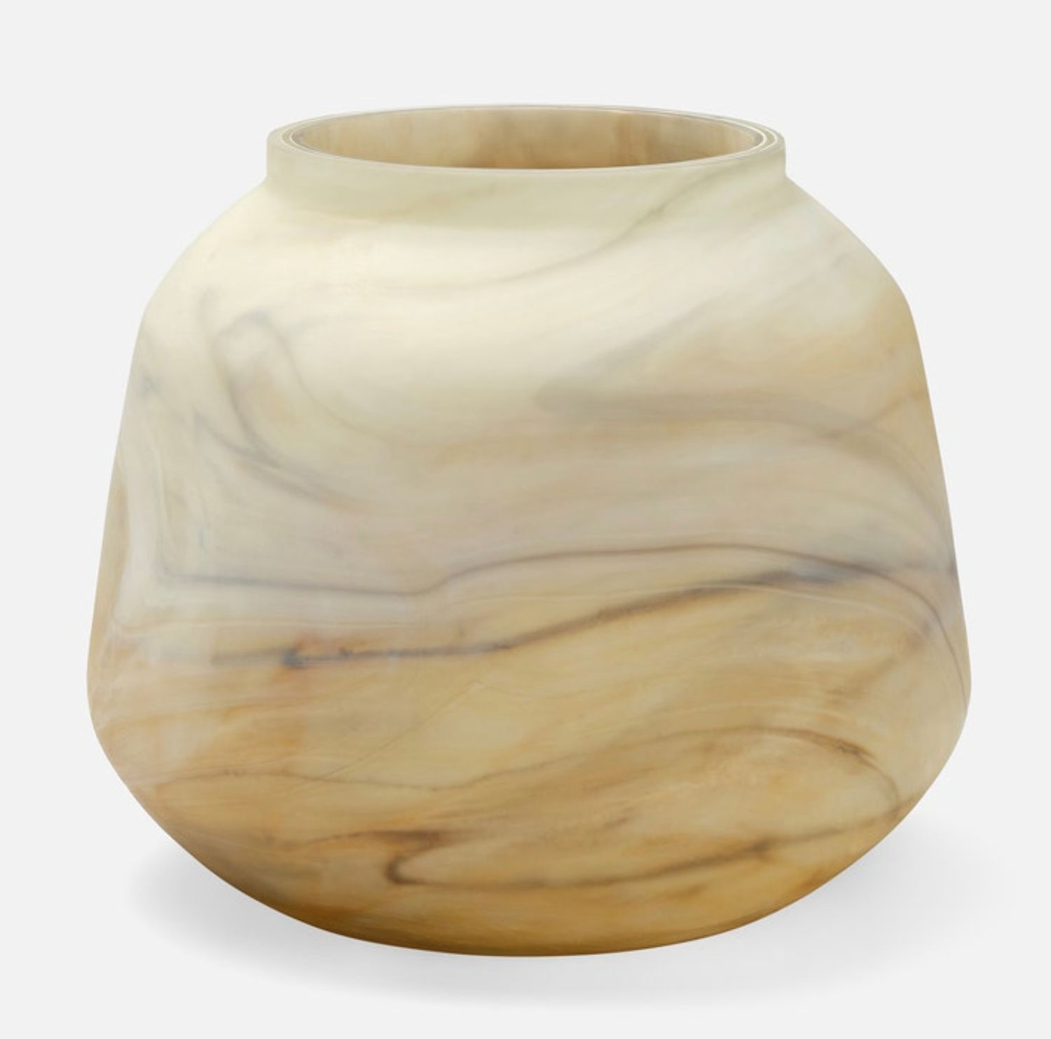 Alabaster Hand Blown Vase, Sm.  8&quot; H x 9&quot; D