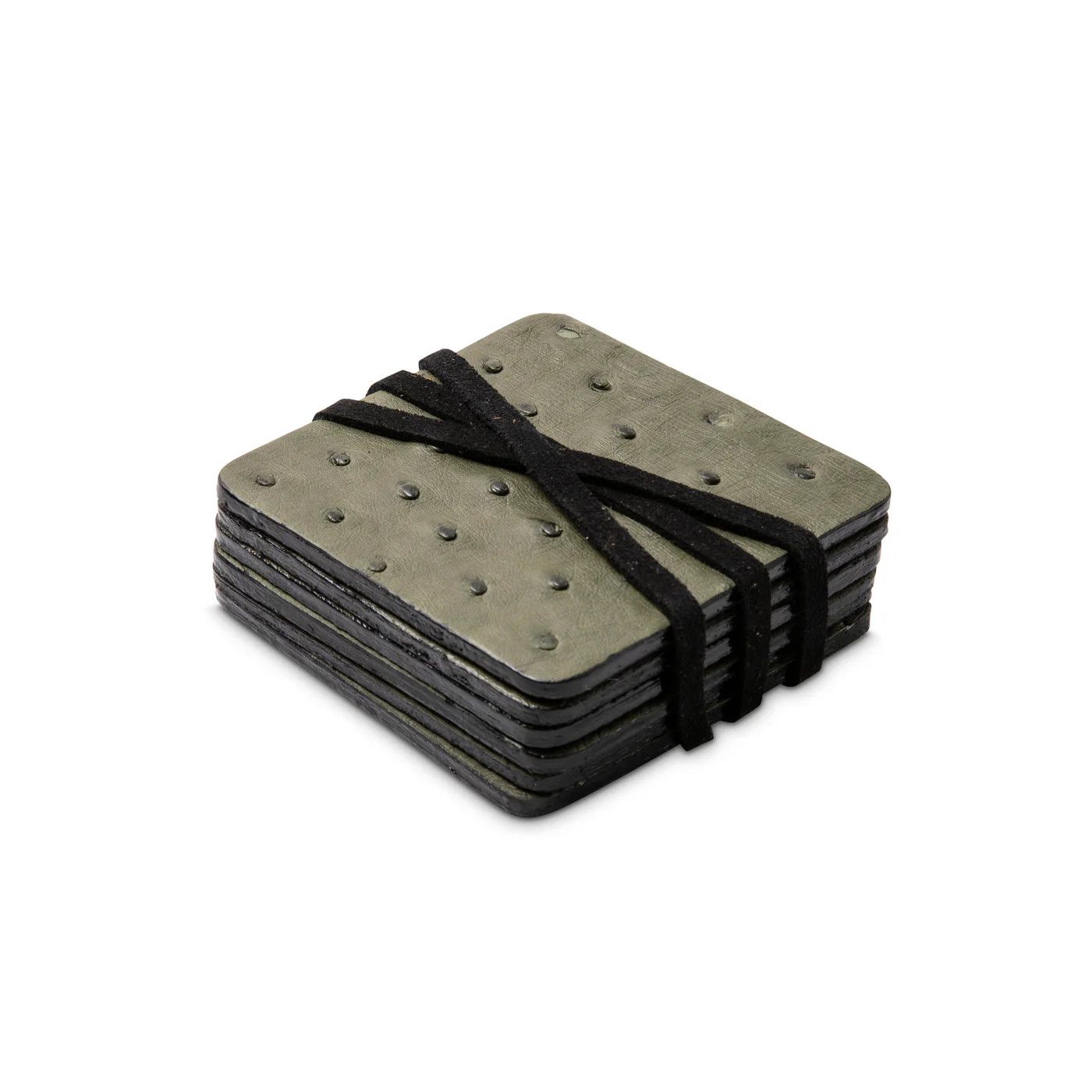 Coasters Set of Six Ostrich Leather Forest Green