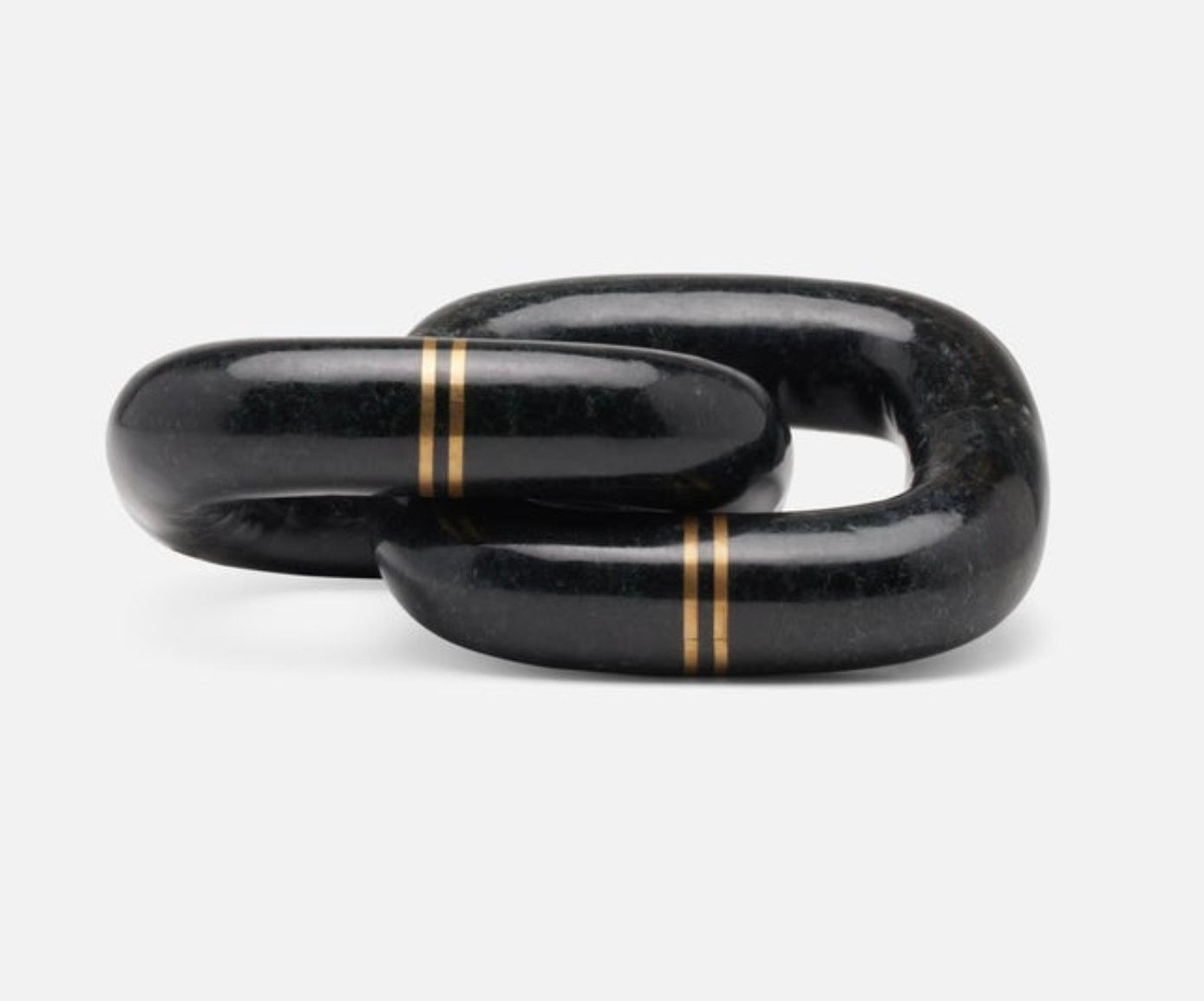 Marble Knot Link Sculpture, Black with Brass Inlay, 10&quot; x 6&quot; x 2&quot;