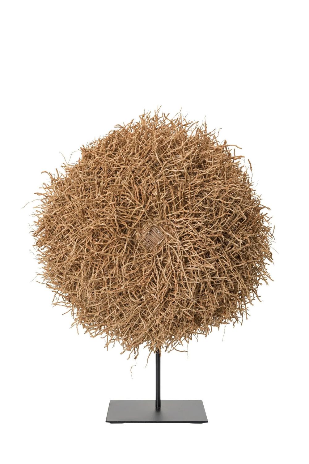 SOLD Vetiver Tufted Bunch Grass Basket On Stand Madagascar Lg