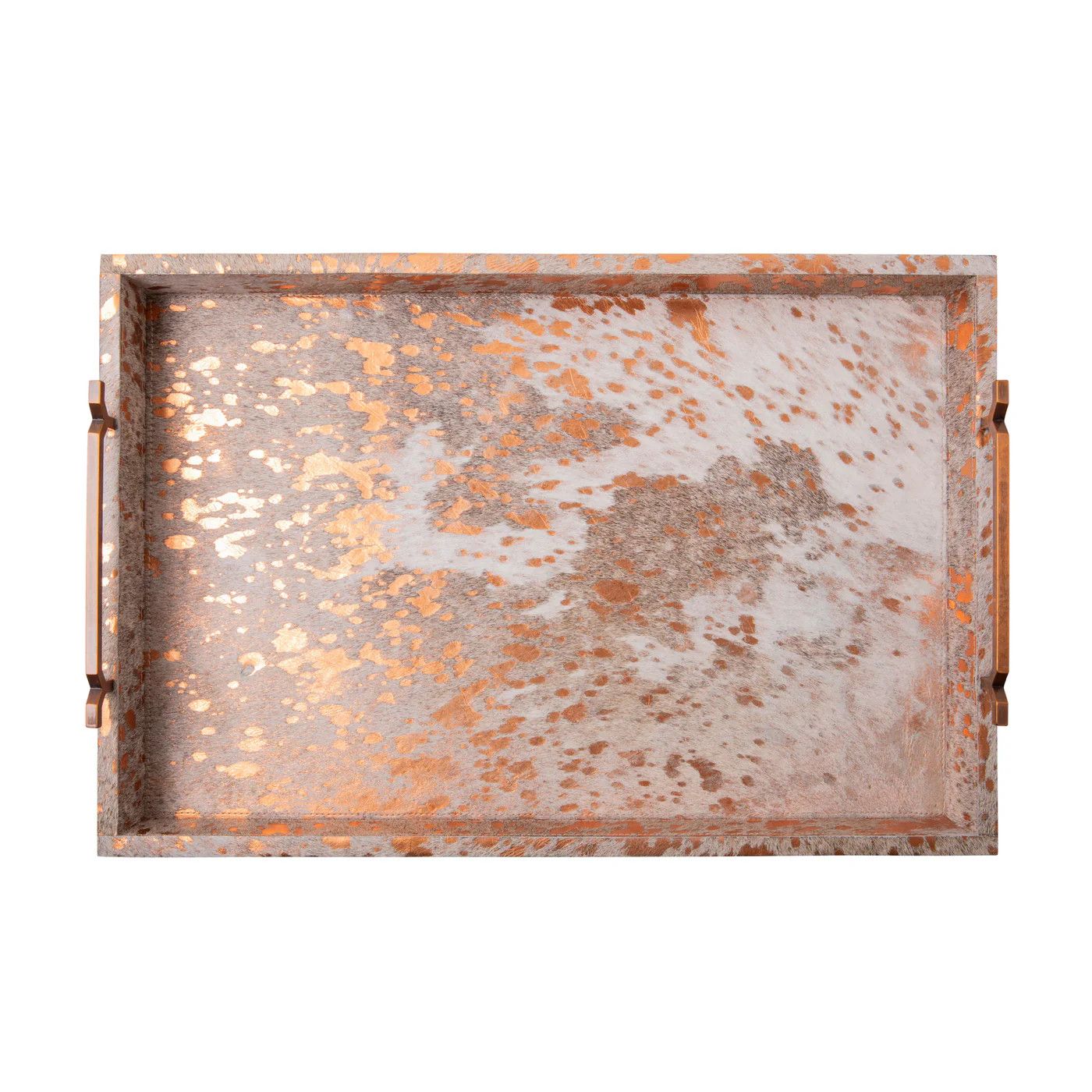 Tray Lg Metallic Copper Hair On Hide Custom Handles 23.5