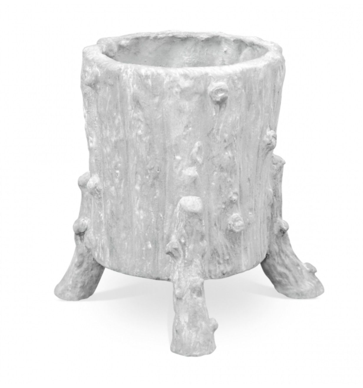 Footed Bark Vase/ Cache Pot, Med. Frost White, 8.5&quot; H x 8&quot; D