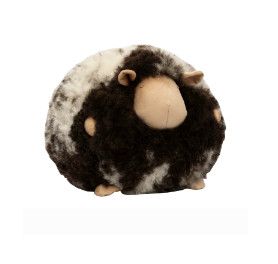 Sheep Face Pillow- Genuine Tibetan Lamb, Natural/Dk