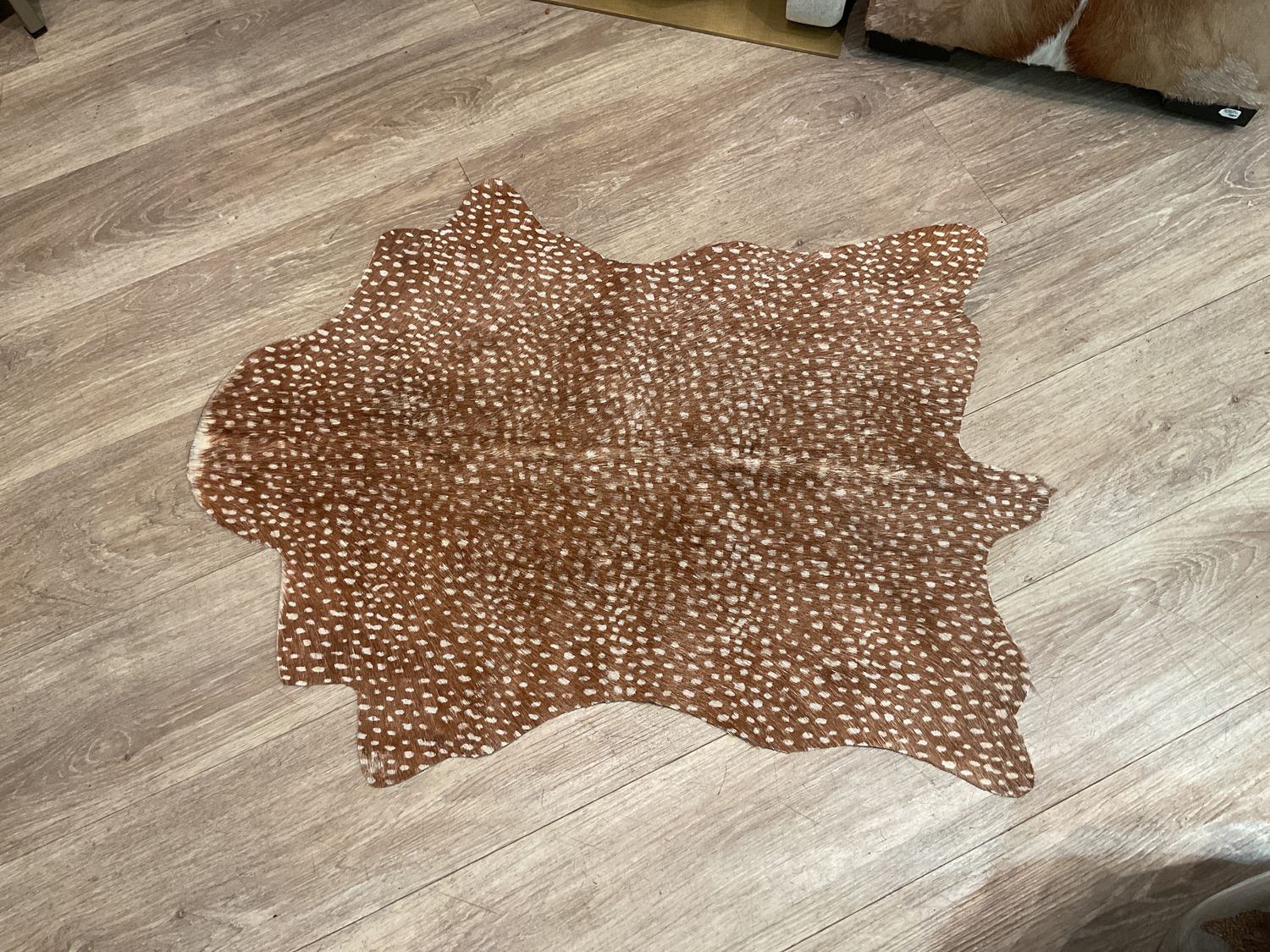 Goatskin Printed Spotted Animal Print , Brown &amp; White, 34&quot; x 26.5&quot;