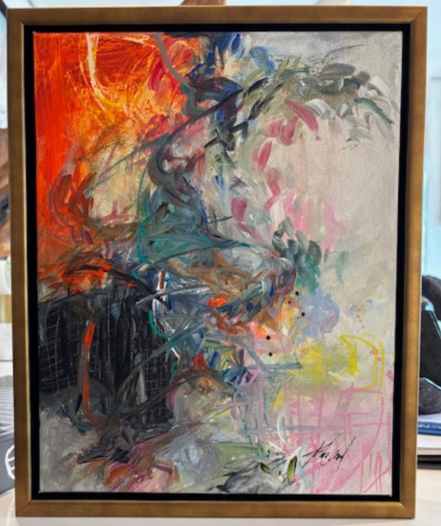 Original Art by Kelly O&#39;Neal, Mixed Media on Canvas, Classic Gold Frame, 12.5&quot; x 15.5&quot;