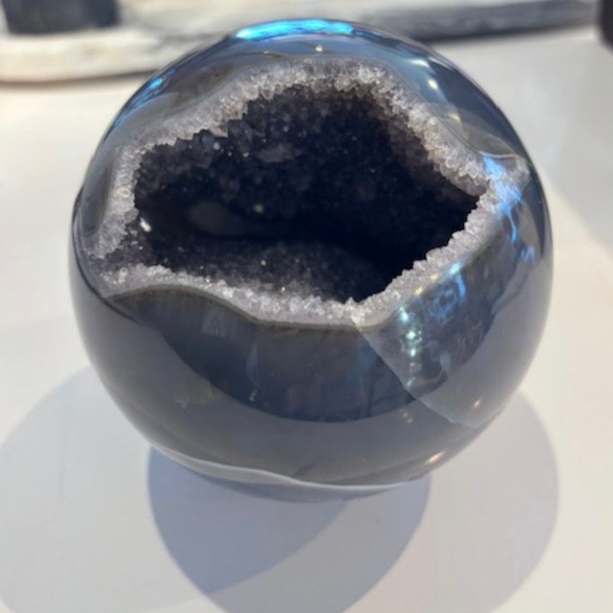 SOLD Agate Druzy Sphere - Dk Grey