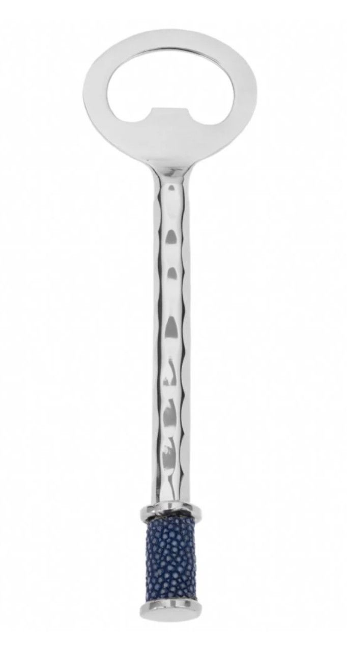 Bottle Opener Hammered Stainless with Shagreen