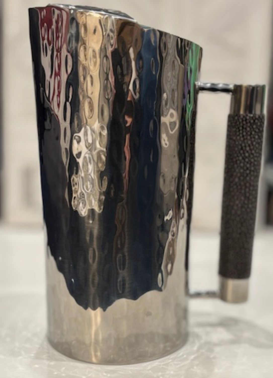 Hand-Forged Stainless Steel Pitcher with Genuine Shagreen Handle