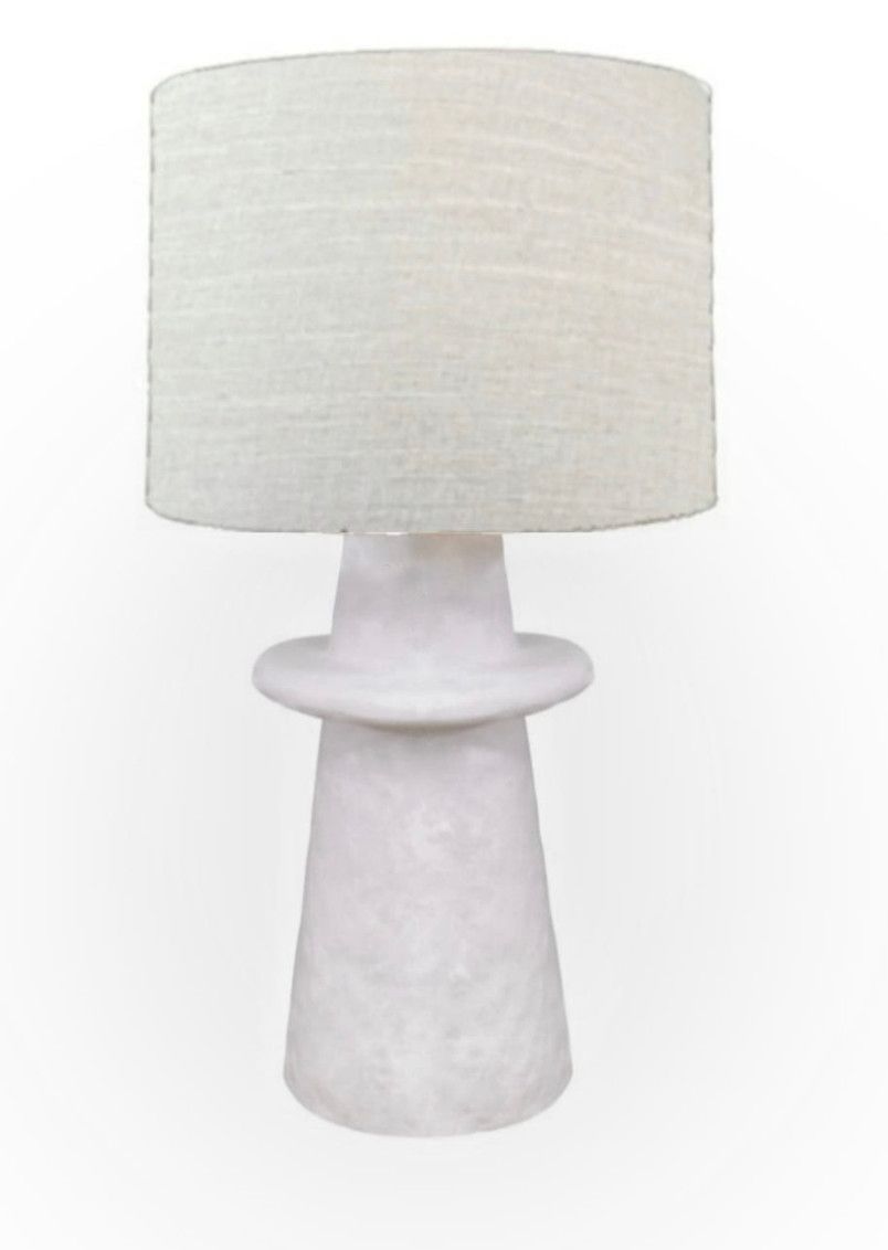 26&quot;h x 14&quot;w Lamp, Distressed White Base, Linen Shade