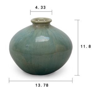 Vintage Vase Handmade Artistic Glaze Drip Finish Blue / Green 12&quot; H