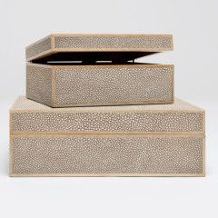 Faux Shagreen Box Sand Large 12.5 x 10 x 4.5
