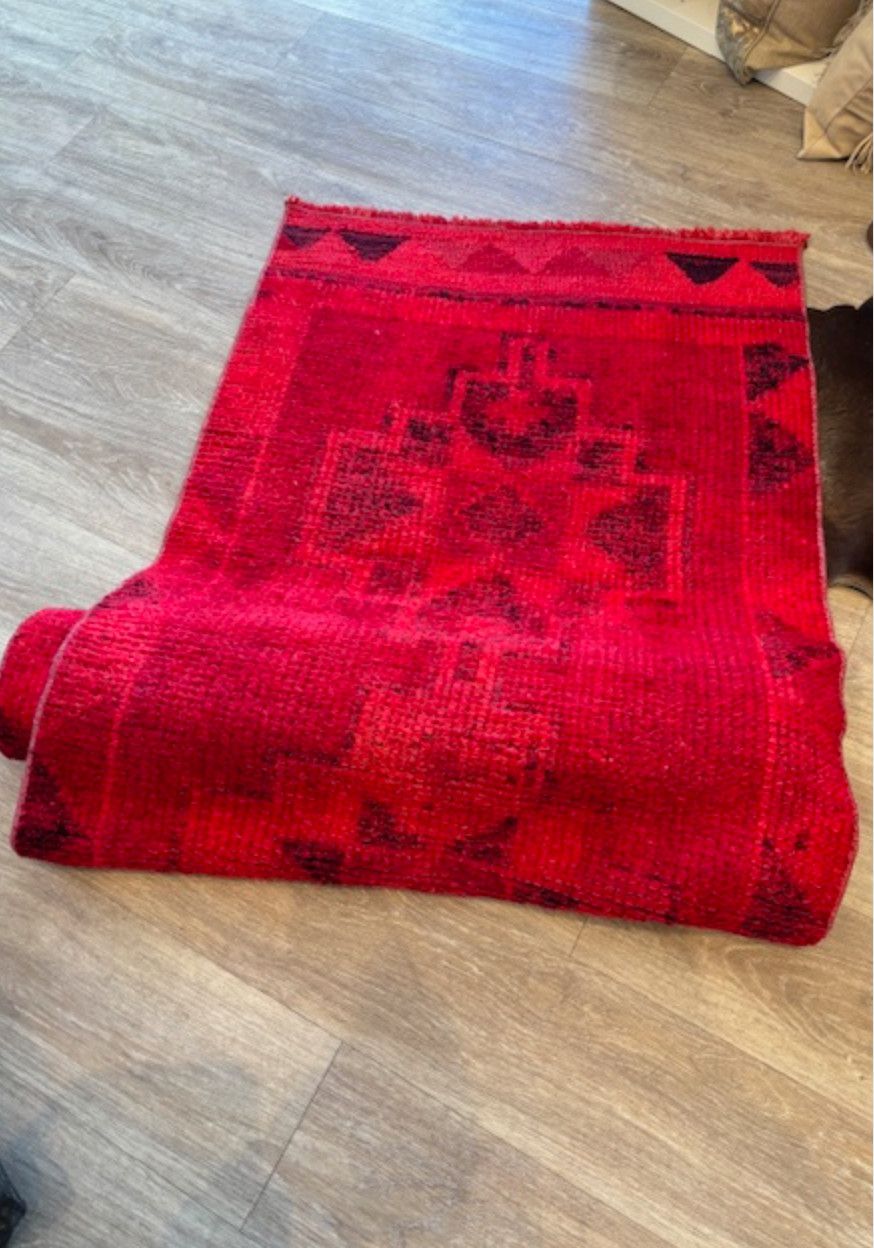 Turkish Wool Runner, Red, 10&#39; 2&quot; x 2&#39; 8&quot;