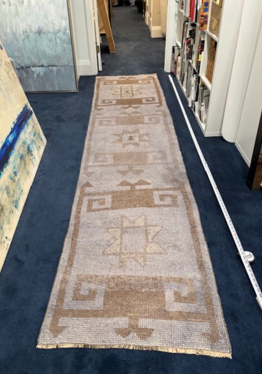 Turkish Wool Runner, Grey/Lt Brown, 11&#39;5&quot; x 30&quot;