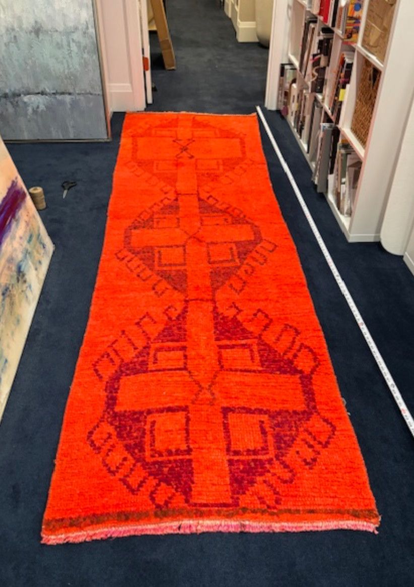 Turkish Wool Runner Red-Orange, 10&#39; x 34&quot;