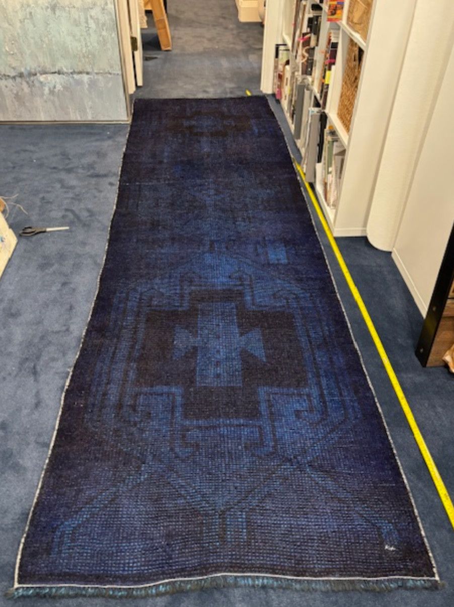Turkish Wool Runner, Navy/Midnight, 10&#39; 4&quot; x 3&#39;