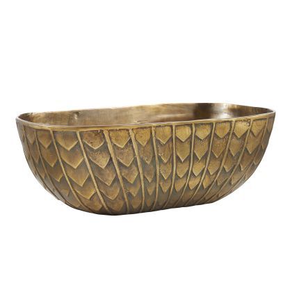Vessel Plated Antiqued Brass Textured Cast Aluminum Large H9.5&quot; D15&quot;W27&quot;