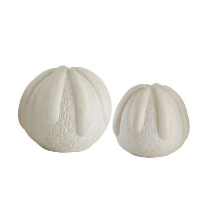 Terracotta Sculptures Set of 2 Carved Sea Urchin Inspired