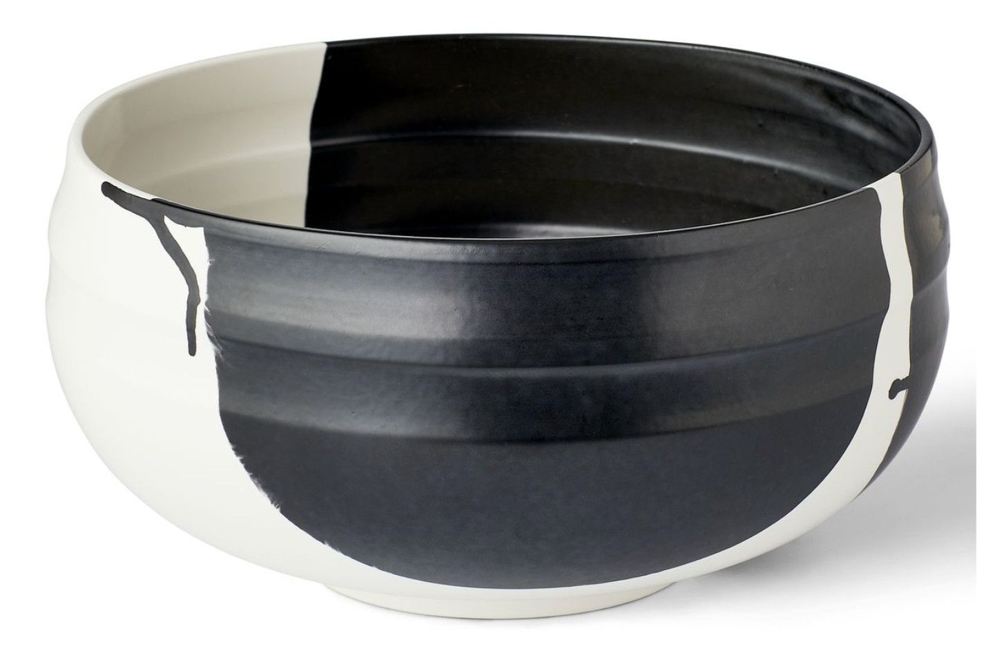 Black &amp; White Modern Ceramic Bowl, 14&quot;D