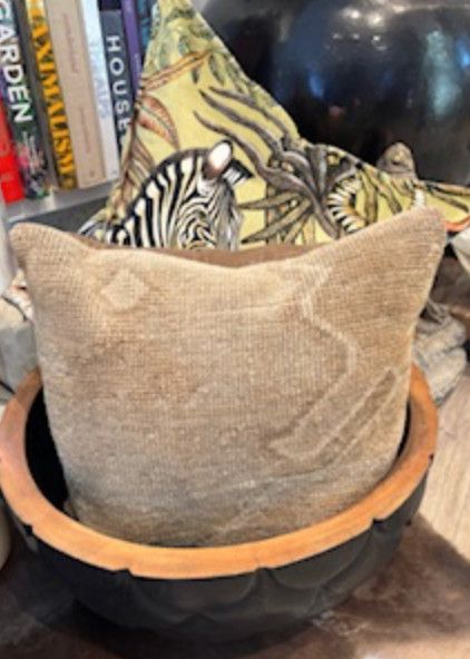 18&quot; Vintage Hemp Pillow, Lt Tan