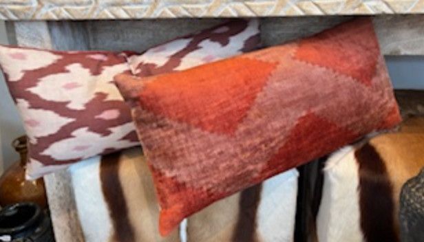 11&quot; x 21&quot; Ikat Lumbar Pillow, Reversible - Two Colorways