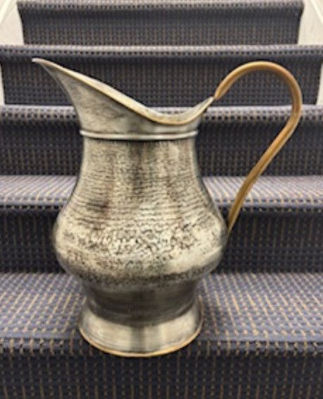 Tall Silver Pitcher with Copper Handle, 18.5&quot;