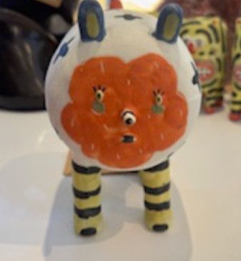 SOLD Artisan Ceramic Sculpture, Red Face Puppy