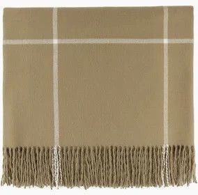 Throw 50&quot; x 68&quot; Camel Plaid Viscose/Poly