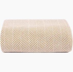 Throw 50&quot; x 72&quot; Tan/Cream Cotton Herringbone