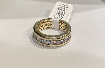 SOLD Ring- Gold Plated Eternity Band with CZ Diamonds, Sz 8
