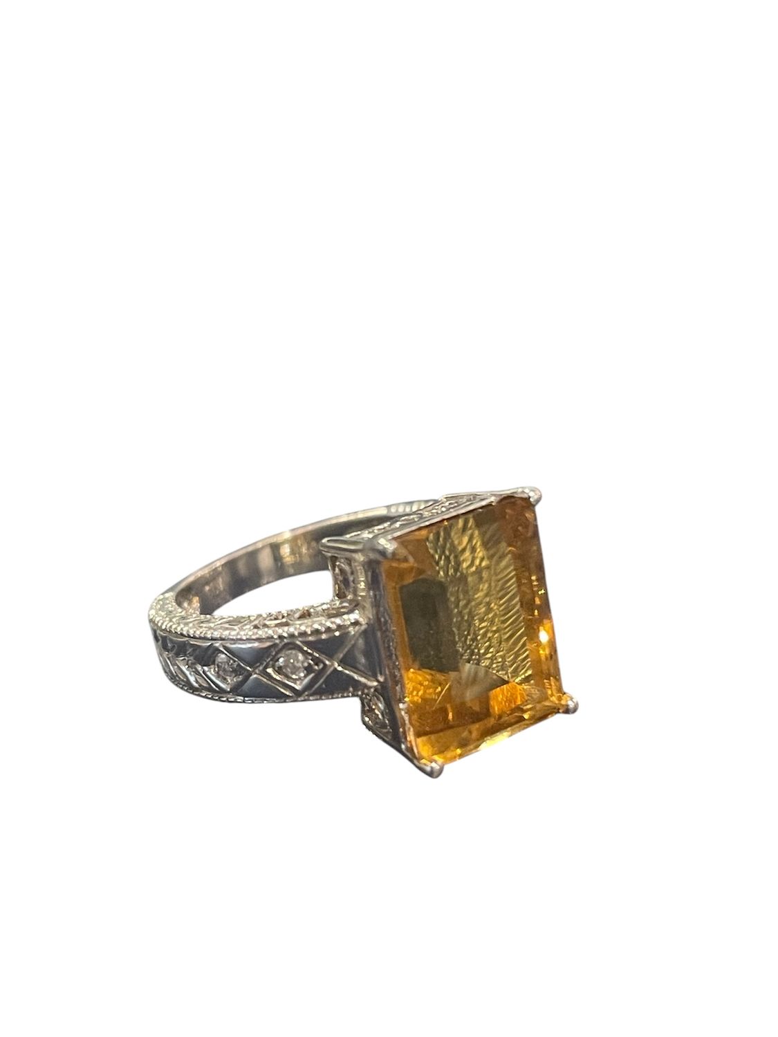 Ring- Diamond 7 CT &amp; Citrine 10K WG