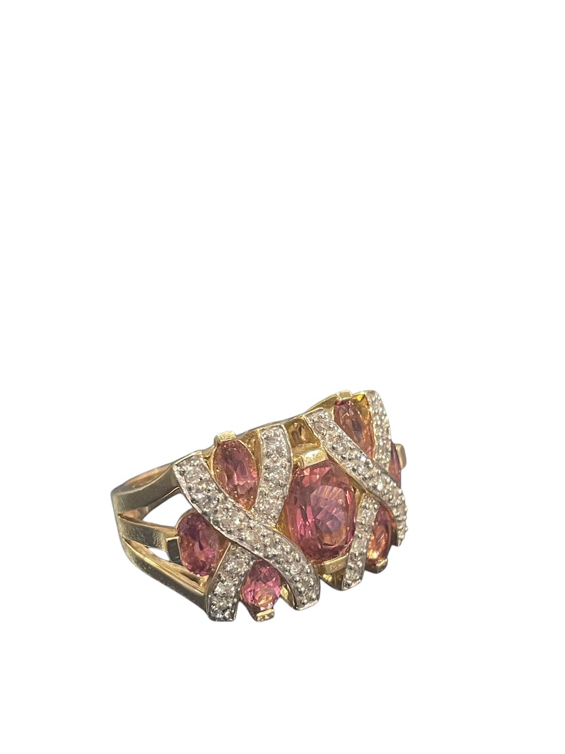 Ring- Diamond 5-1/4CT &amp; Pink Tourmaline on 14k G