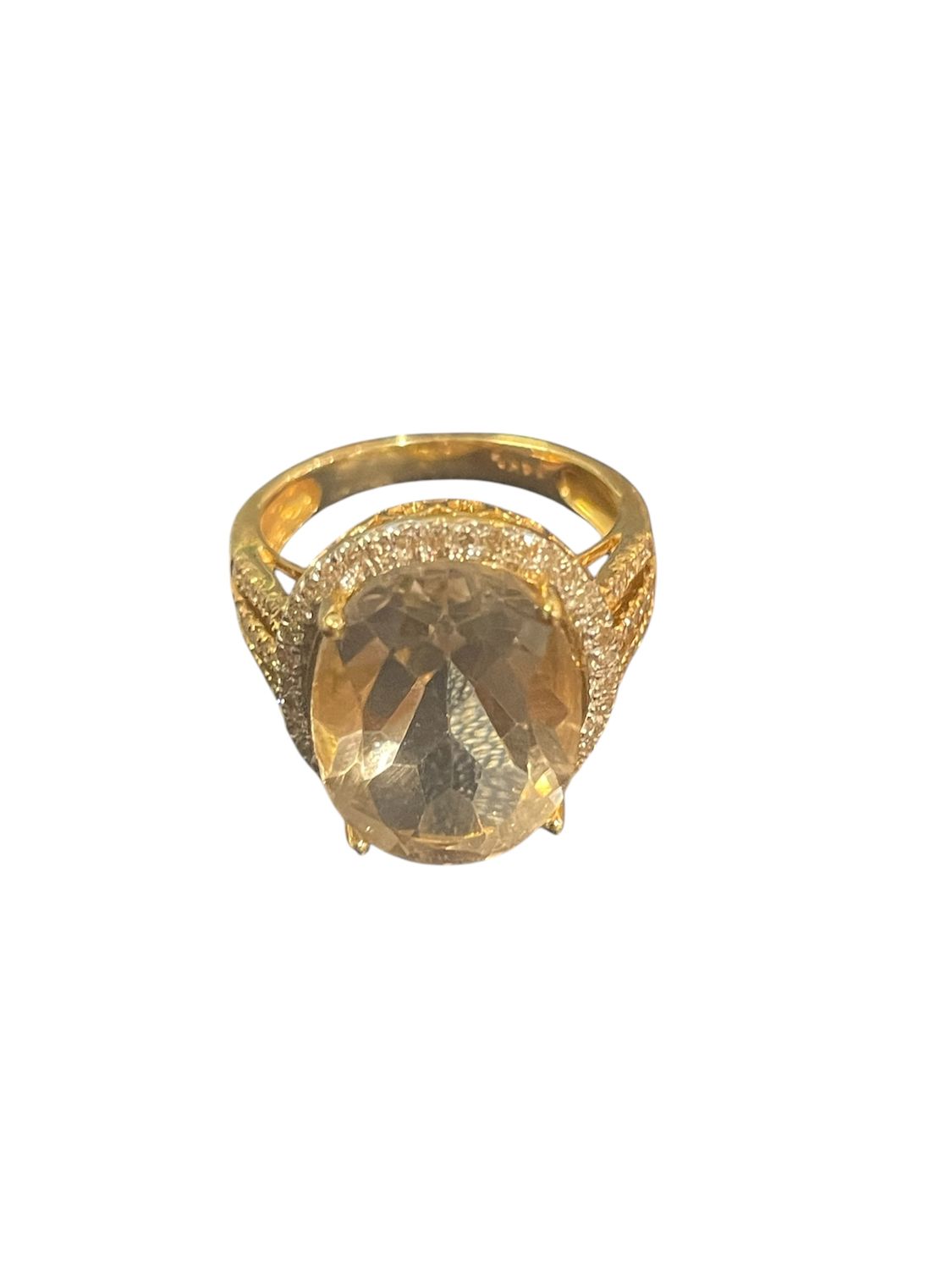 Ring - Diamond 0.43CT &amp; 8.87 Ct SmokeyTopaz on 14K G