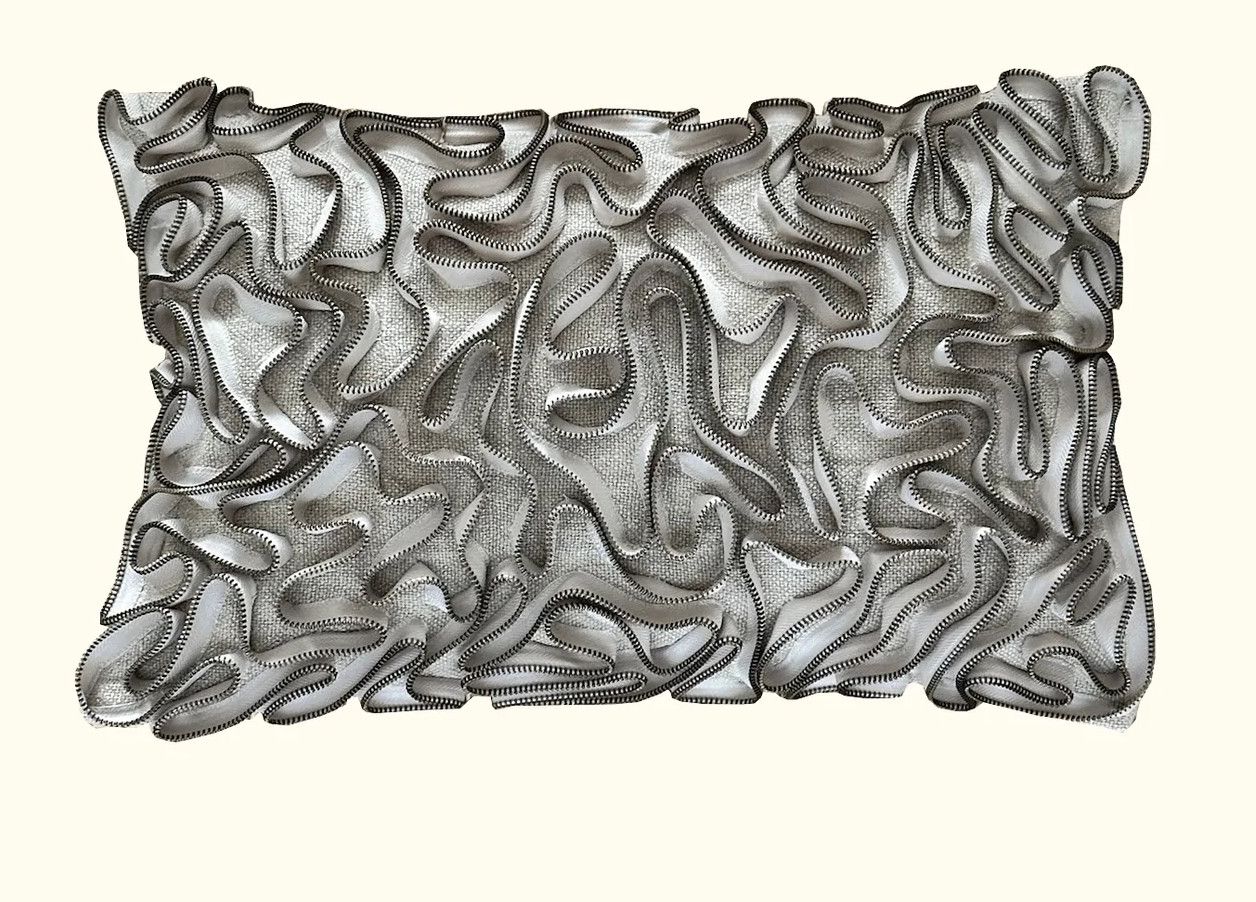 Pillow, Natural Color With Zipper Swirl Detail, 13&quot; x 20&quot;