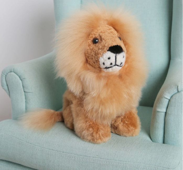 Stuffed Lion, Genuine Alpaca Fur, Collectible, 12&quot;